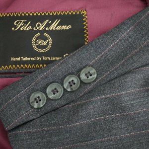 Tom James Filo A Mano Gray Pinstriped Wool suit